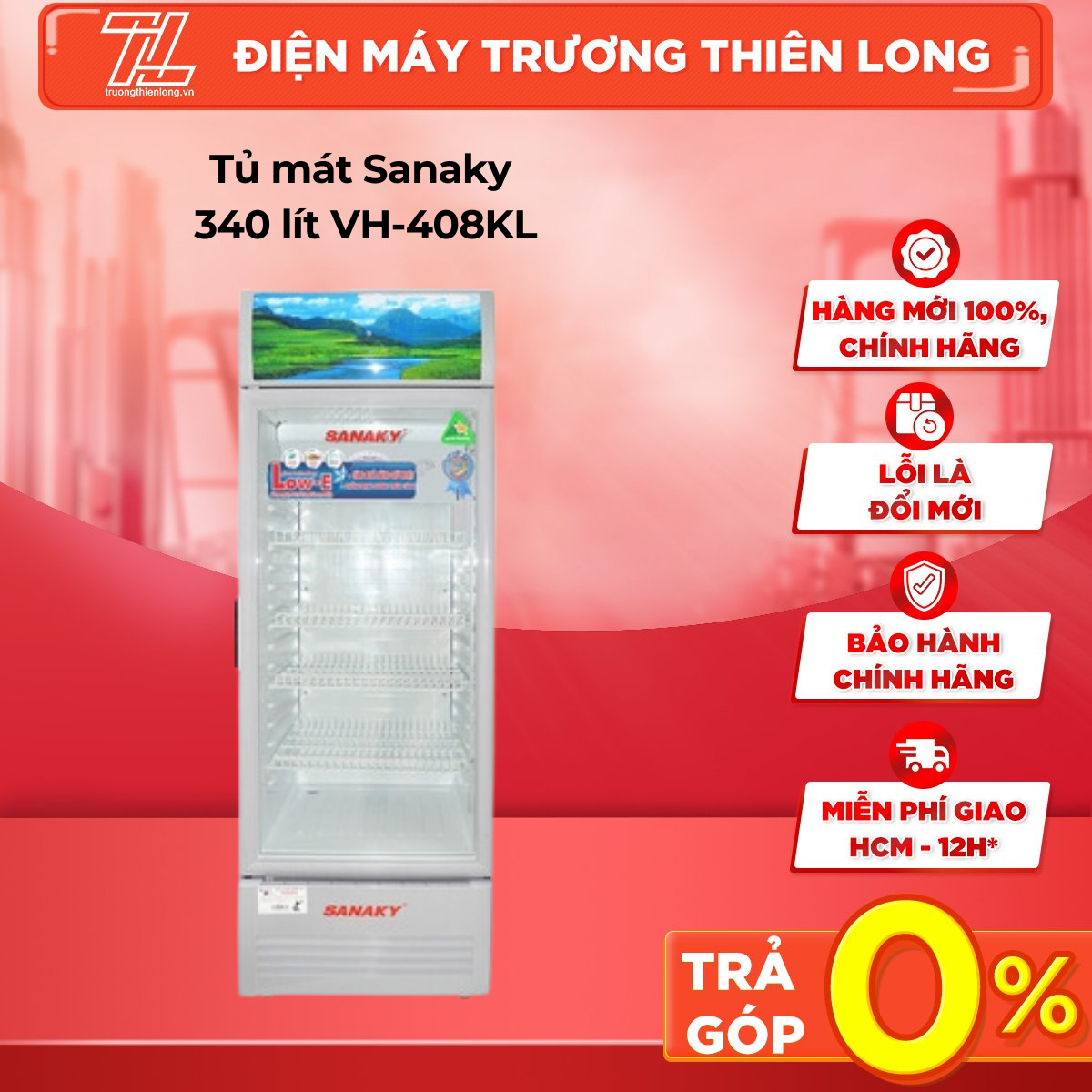 Tủ mát sanaky 340 lít vh-408kl - trả góp 0% - giao toàn quốc