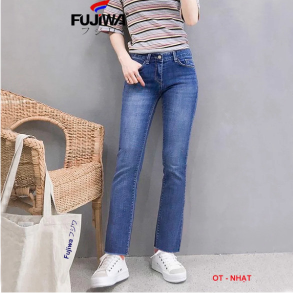 Jean Nữ Cao Cấp Fujiwa - OT. Quần Lưng Cao Ống Đứng, chất jean co giãn tốt Rất Đẹp phù hợp với mọi lứa tuổi