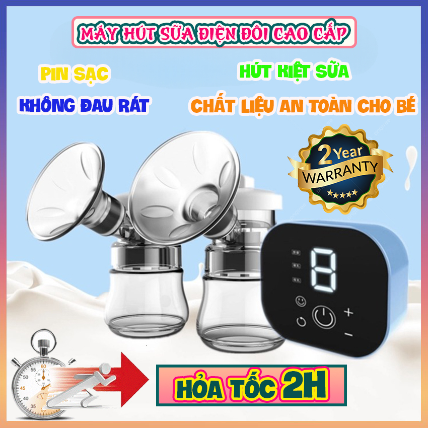 Máy hút sữa - Máy hút sữa điện đôi - Máy vắt sữa - Máy hút sữa bằng điện - May hut sua - 3 chế độ 9 cấp độ massage êm ái hút kiệt không gây đau rát cho mẹ chất liệu an toàn cho bé sạc pin không dây
