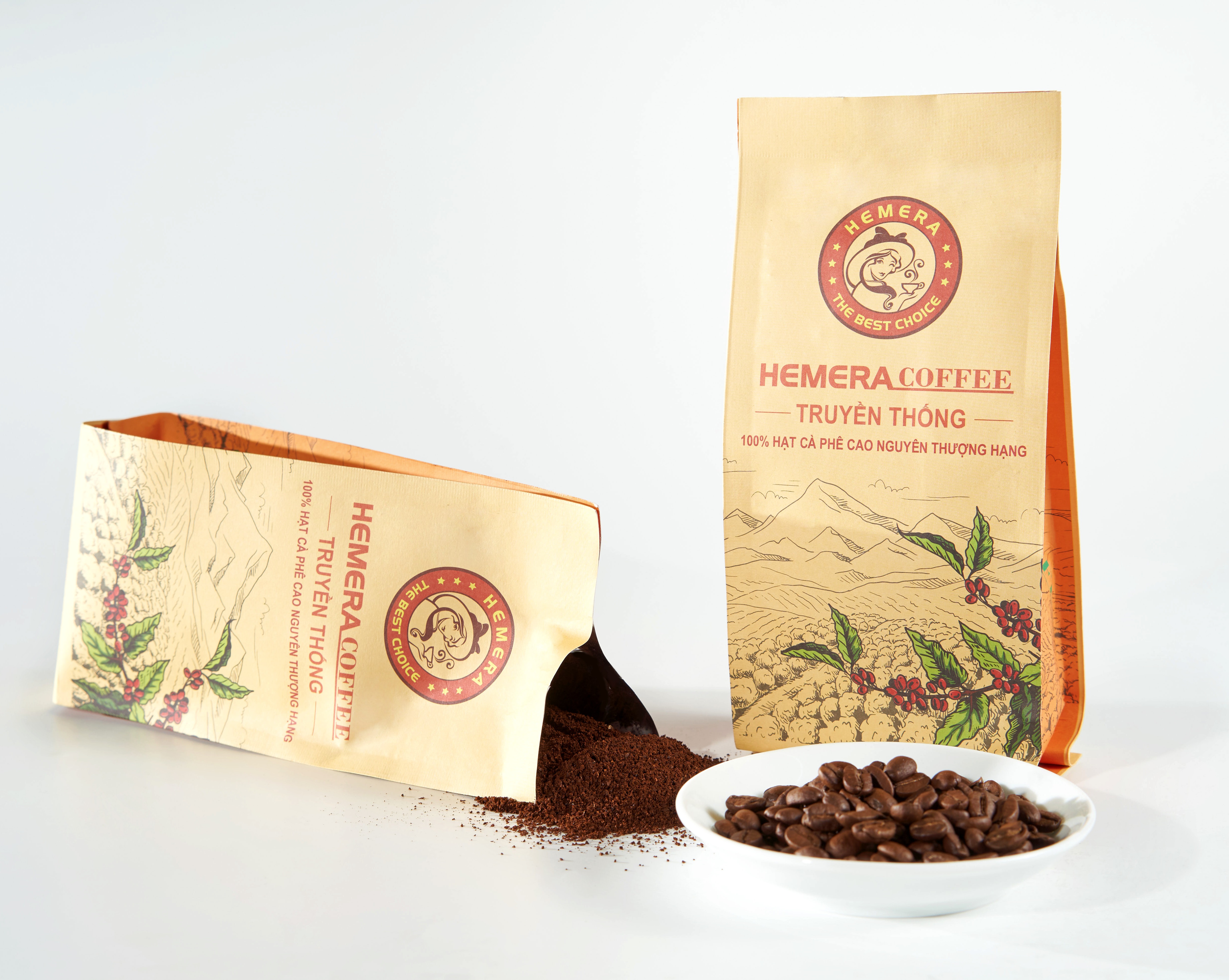 Cà phê truyền thống rang xay 100% nguyên chất dạng bột 250gr hemera coffee
