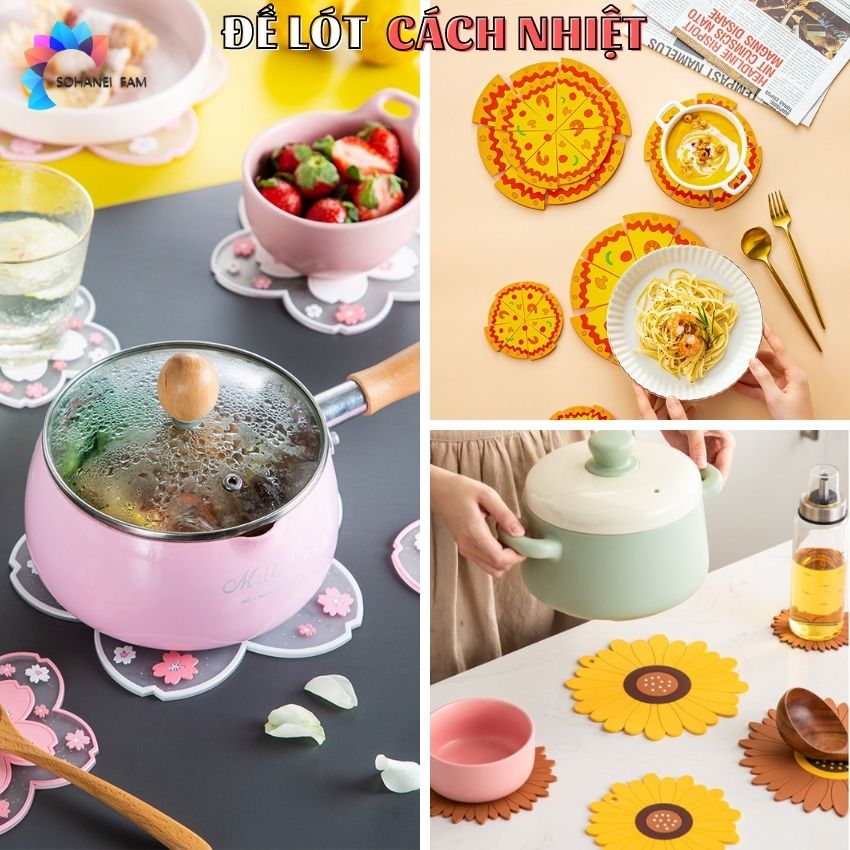 [NHIỀU MẪU] Tấm Lót Ly, Lót Nồi Cách Nhiệt PVC Chống Trượt Phong Cách Nhật Bản Hình Hoa Anh Đào, Hoa Hướng Dương, Pizza Siêu Xinh -SOHANEI FAM