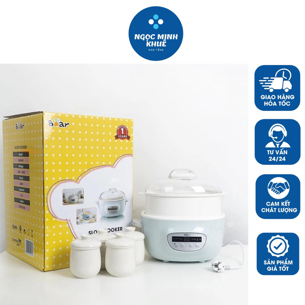 Nồi nấu chậm 2,5l bear đa năng nấu cháo, chưng yến bản quốc tế bảo hành chính hãng - nồi nấu chậm bear sube003 380w