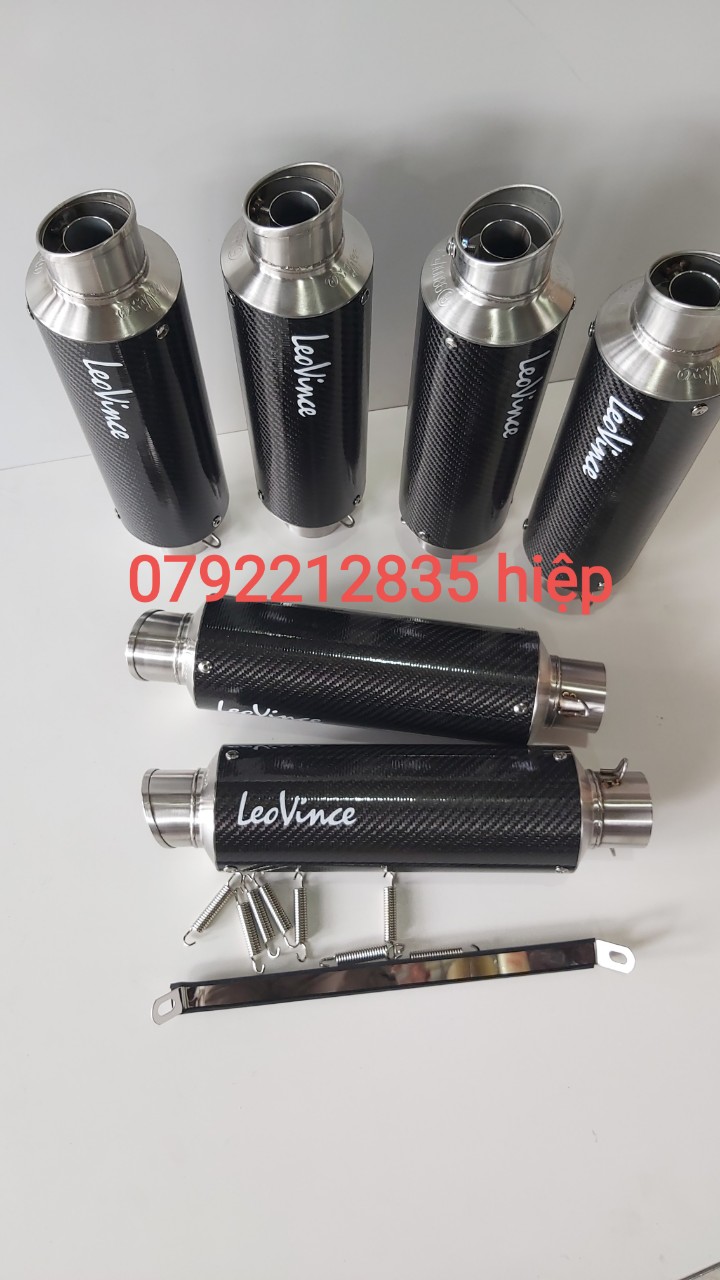 [HCM]LON PÔ LEOVINCE NHẬP KHẨU ĐEN CARBON KÈM TIÊU PAT LÒ XO ĐẦY ĐỦ GẮN CÁC LOẠI XE MÁY