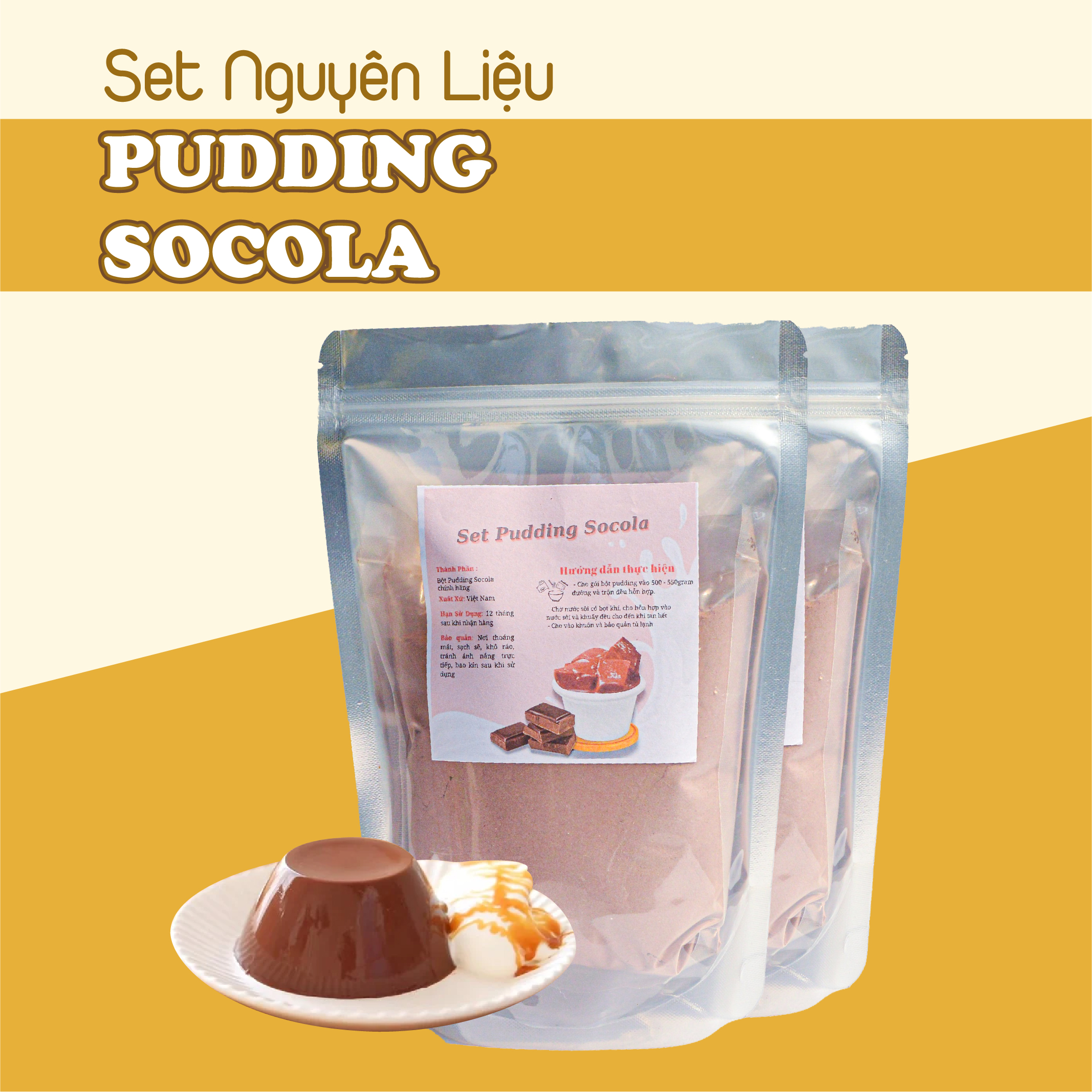 Pudding Khoai Môn Nguyên Liệu Trà Sữa Tự Pha Ngon Gói 500g Chuẩn Vị Trà Sữa Bếp Cute Official
