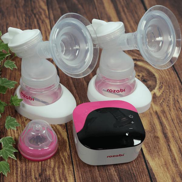 Máy hút sữa điện đôi rozabi deluxe cao cấp và 50 túi trữ sữa gb baby