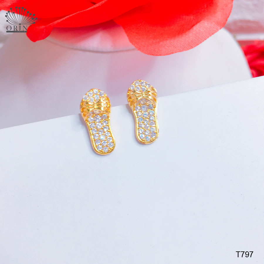 Bông tai nữ hình chiếc dép đính đá thiết kế cao cấp Orin T797 - Long Tien