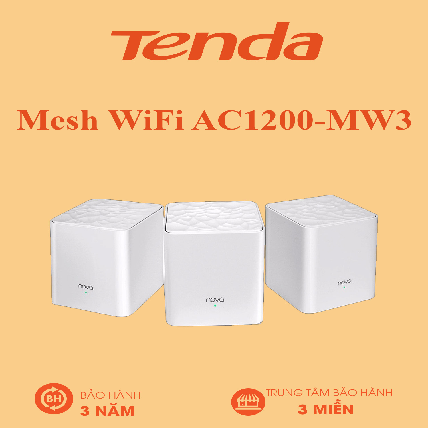 Tenda mw3 3-pack mesh wifi ac1200 cho gia đình - bảo hành 36 tháng