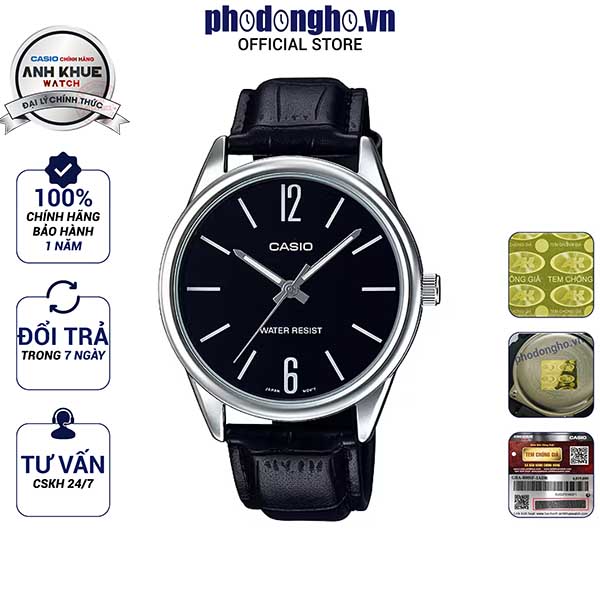 Đồng hồ nam dây da casio anh khuê mtp-v005l-1budf