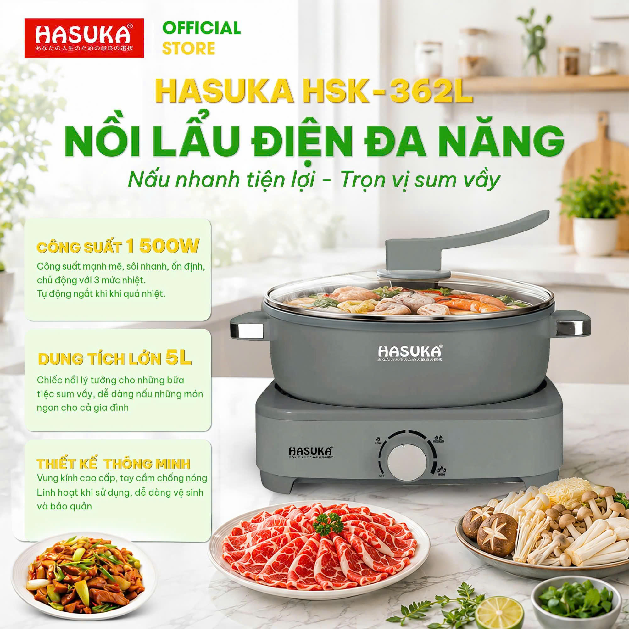 LẨU ĐIỆN ĐA NĂNG HASUKA HSK-362L HÀNG CHÍNH HÃNG