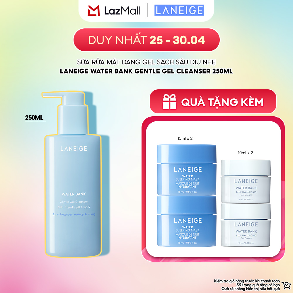 [MỚI] Sữa Rửa Mặt Dạng Gel Sạch Sâu Dịu Nhẹ Laneige Water Bank Gentle Gel Cleanser 250ml
