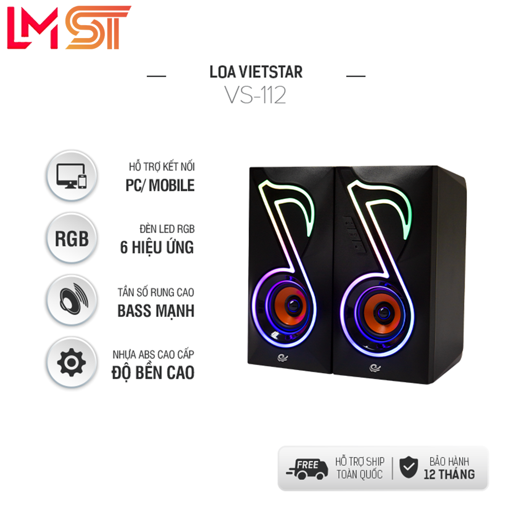 [ Combo ] Loa mini VS110 / VS112 - hàng chính hãng bảo hành 12 tháng - chân sạc USB hiệu ứng RGB gaming, loa vi tính VS 110, loa gaming VS 112, giá tốt