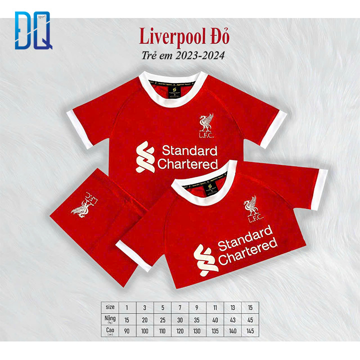 Quần áo bóng đá trẻ em liverpool thun lạnh mẫu mới 2023 - 2024 , quần áo đá banh