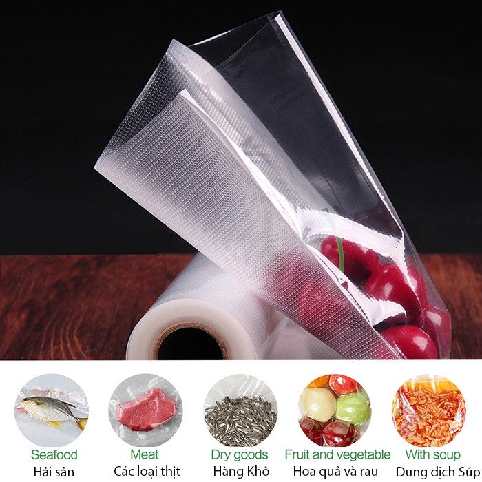 Bộ 1kg túi hút chân không một mặt nhám rộng 25 cm dài 35 cm dùng được cho tất cả các máy hút chân không