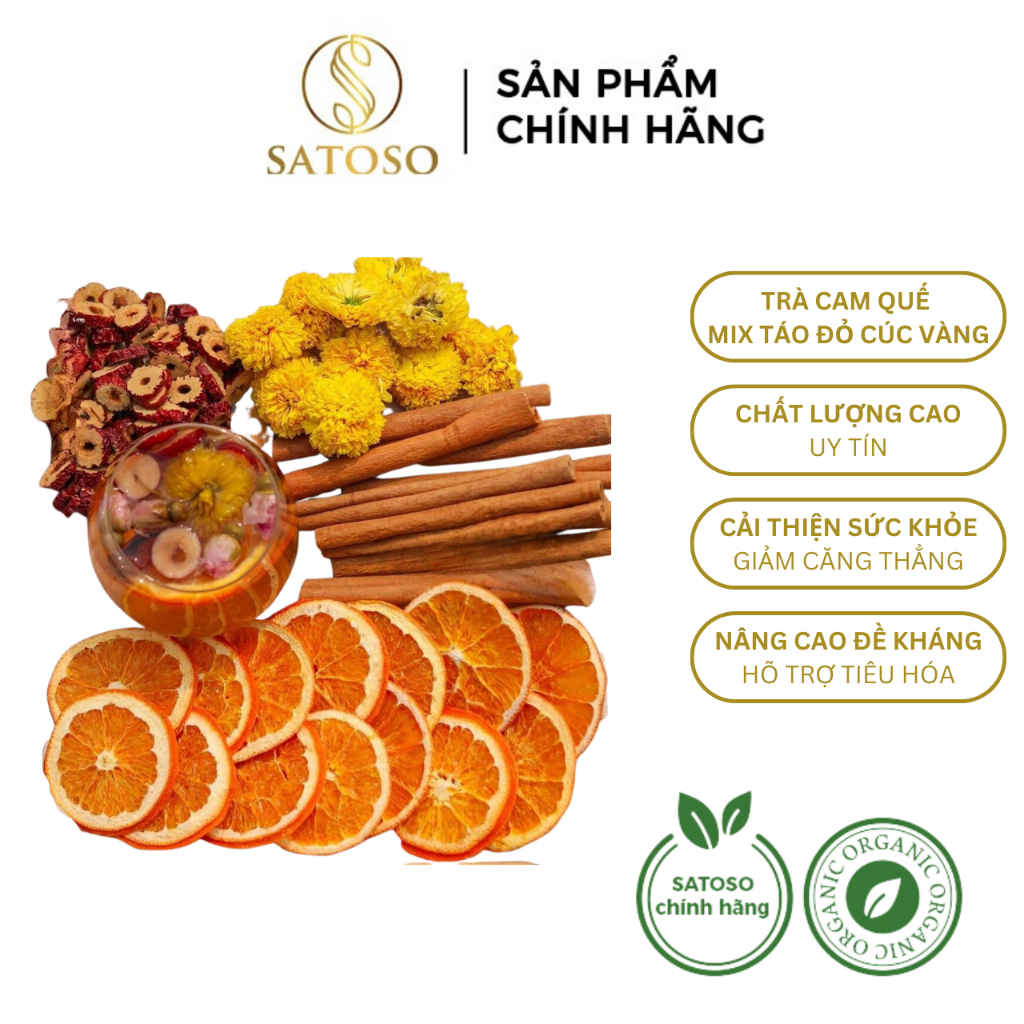Trà cam quế mix táo đỏ, cúc vàng thương hiệu SATOSO gói 10g