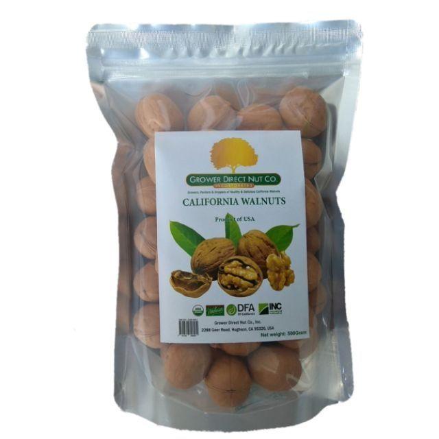 Quả Óc Chó Nguyên Vỏ Tự Nhiên Bỗ Dưỡng Thơm Ngon Grower Direct Nut Co. Caifornia Walnuts 500g (100% From USA)