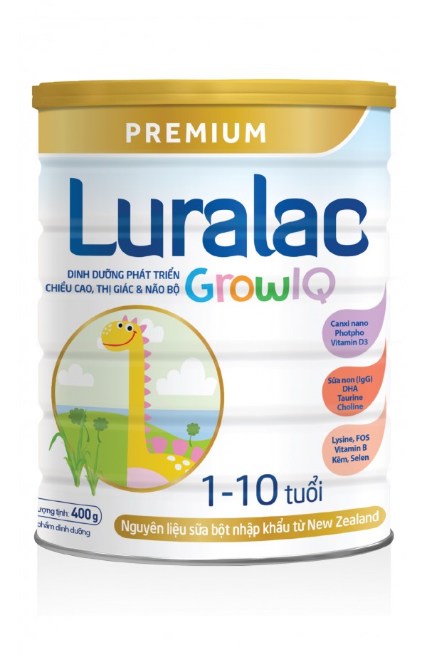 Sữa bột luralac grow iq 400g-900g dành cho trẻ từ 1 - 10 tuổi.
