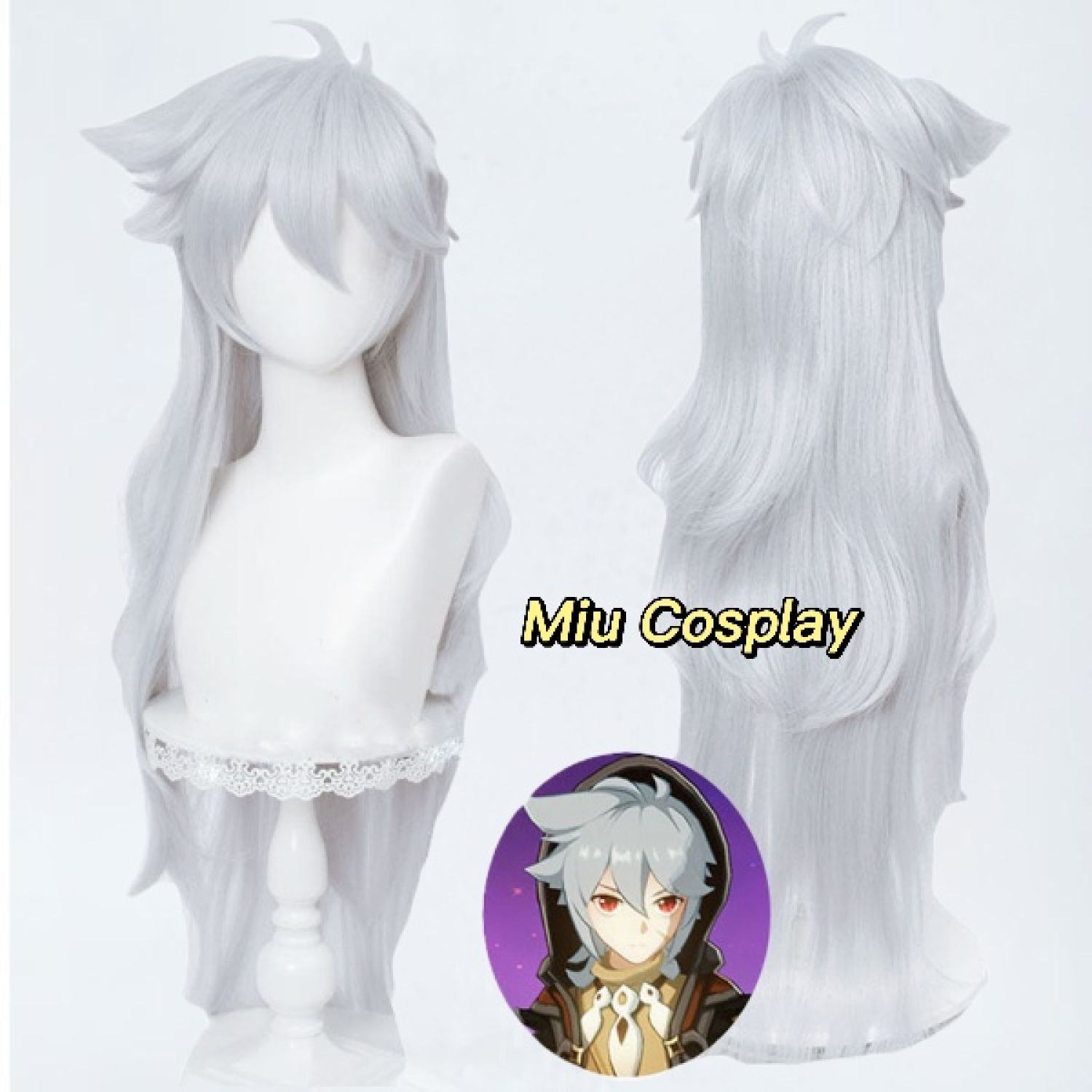 Sẵn Wig Tóc giả cosplay Razor - Genshin Impact màu xám bạc Miu Cosplay
