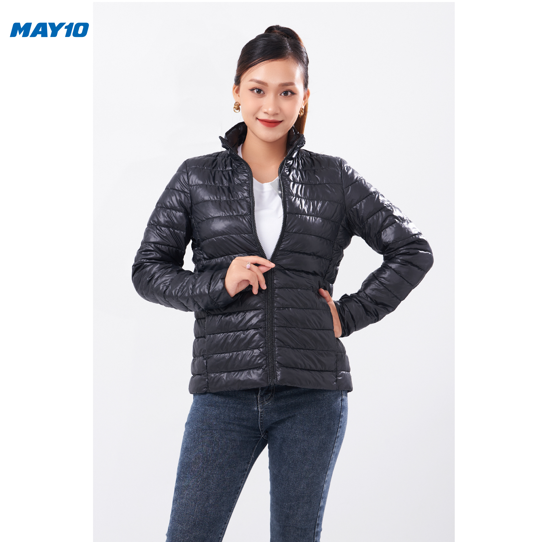 Áo khoác phao nữ May 10 mã 030221415XKTNU BLACK