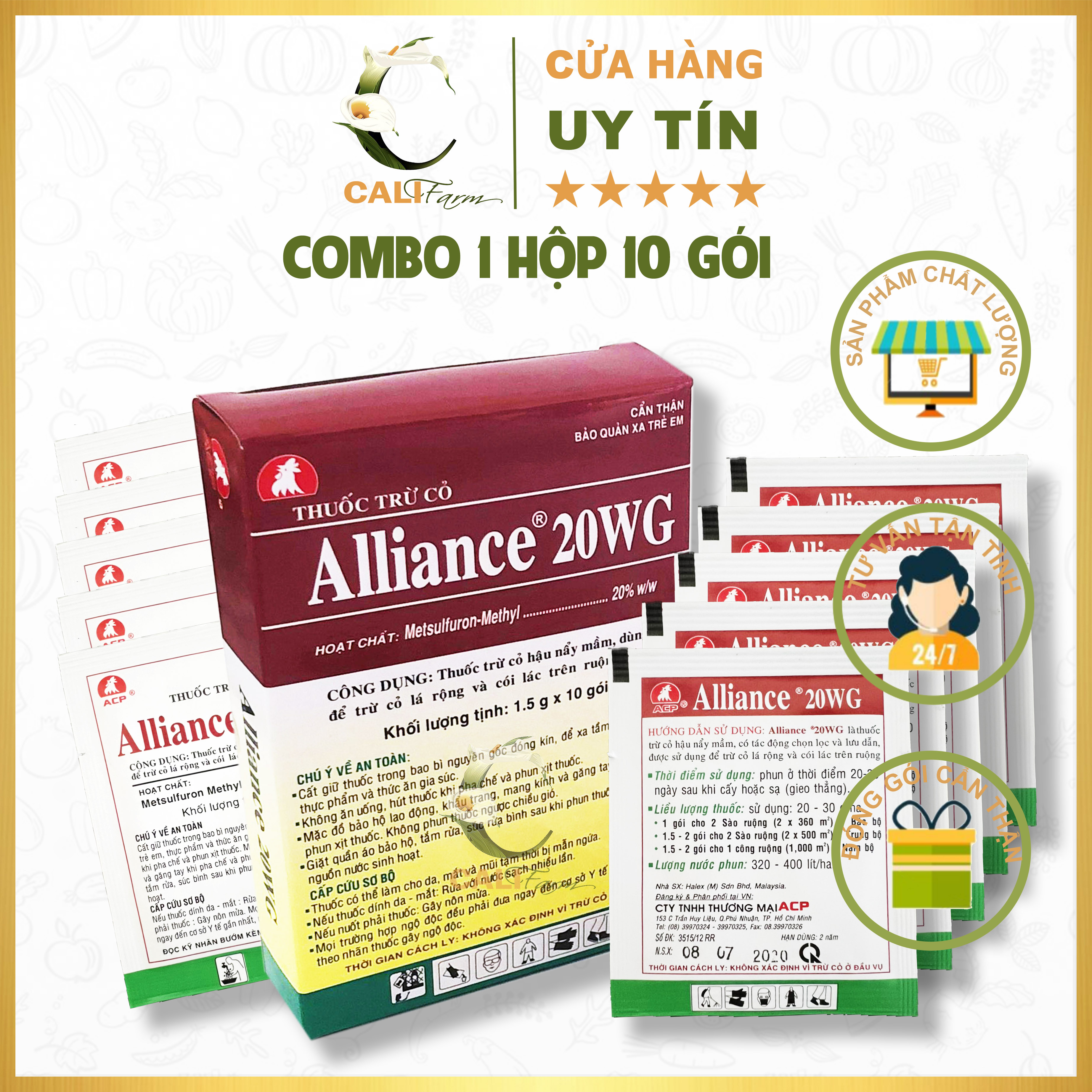 [Combo] Chế phẩm trừ cỏ dạng bột Alliance 20WG 1.5g x 10 gói [sieutietkiem]