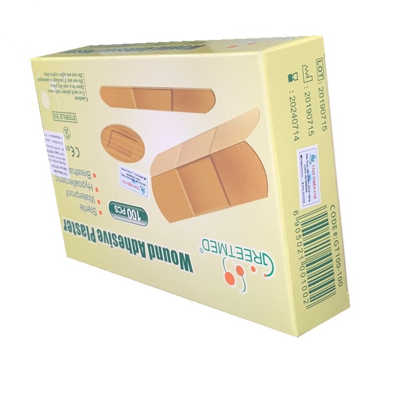 Hộp 100 miếng băng cá nhân Greetmed bản thường