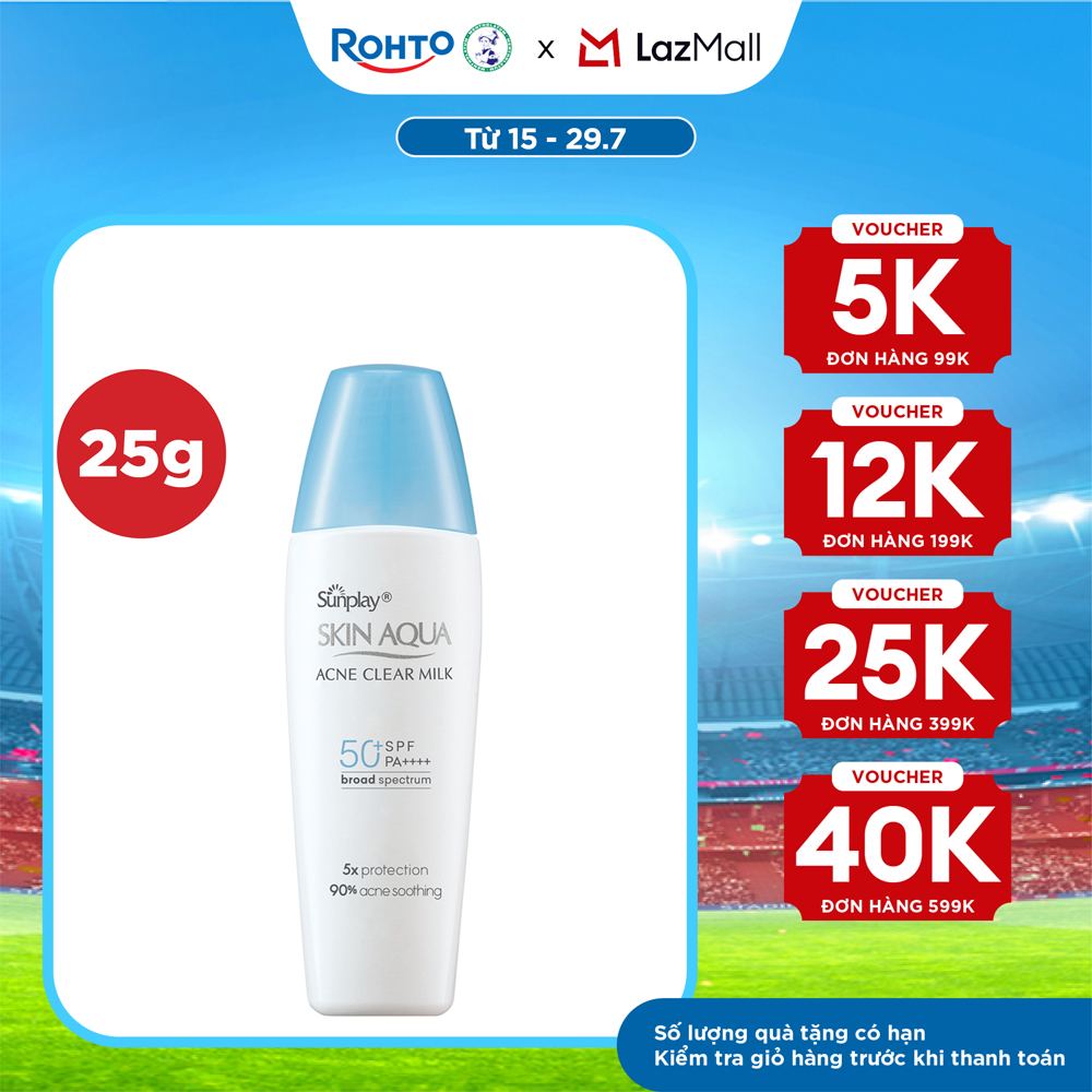 Kem chống nắng Skin Aqua cho da mụn, dạng sữa dùng hàng ngày Sunplay Skin Aqua Acne Clear Eco Việt Nam SPF 50, PA++++ 25g