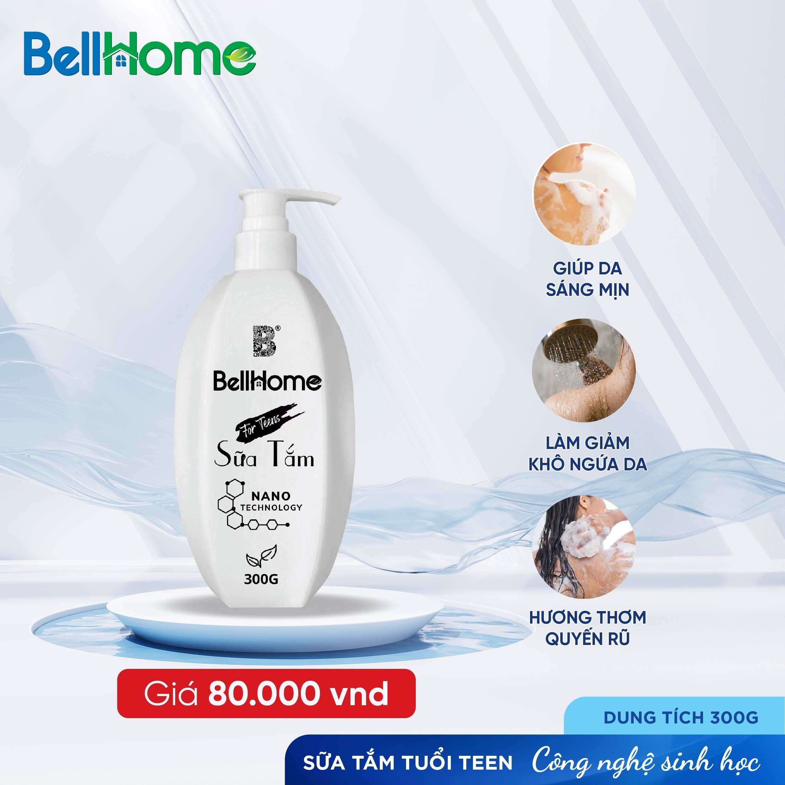 Sữa Tắm Tuổi Teen Công Nghệ Sinh Học Bell Home 300ML