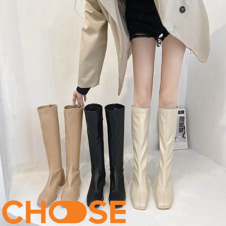 [HCM]Giày Bốt Cổ Cao Choose Tôn Dáng Phái Nữ Có Khóa Kéo Sau 4301