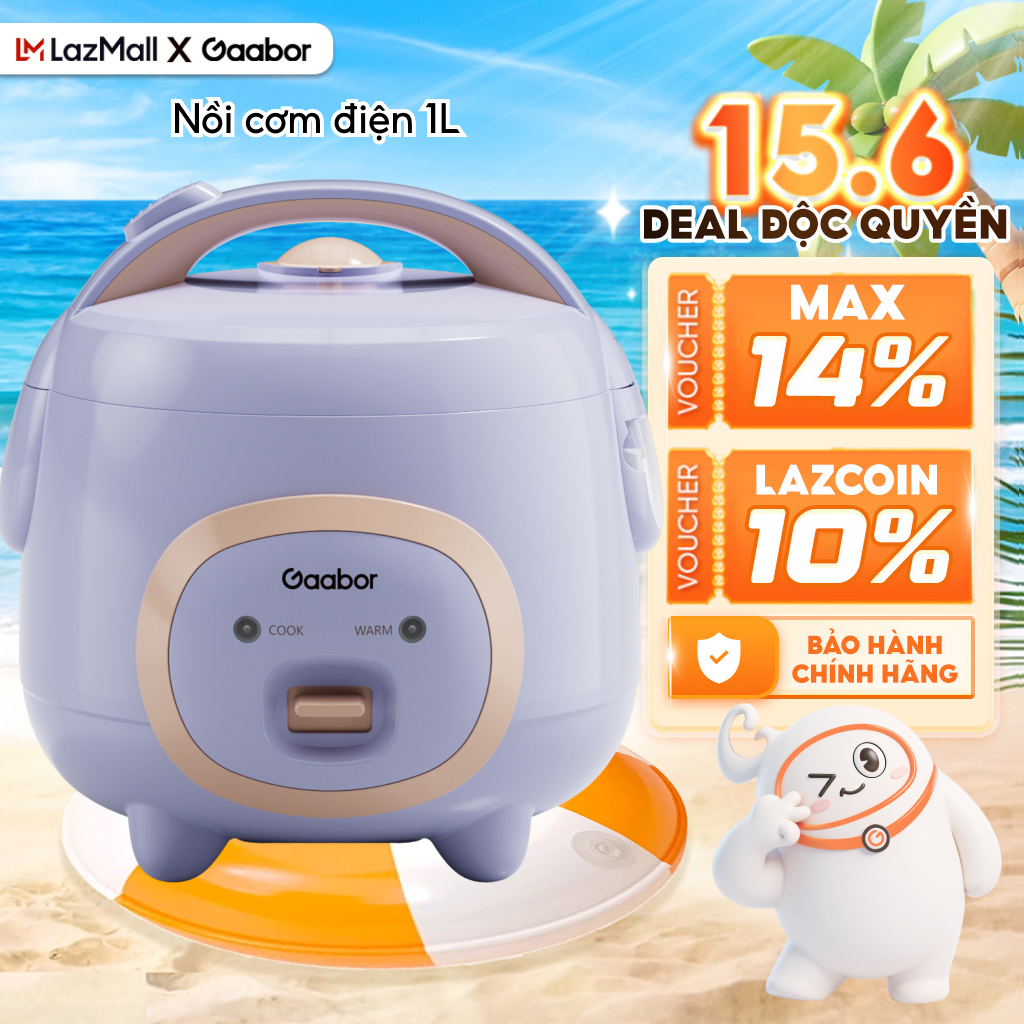 Nồi cơm điện mini 1L Gaabor RC-25M01A lòng nồi chống dính kèm xửng hấp - Bảo hành 12 tháng 1 đổi 1