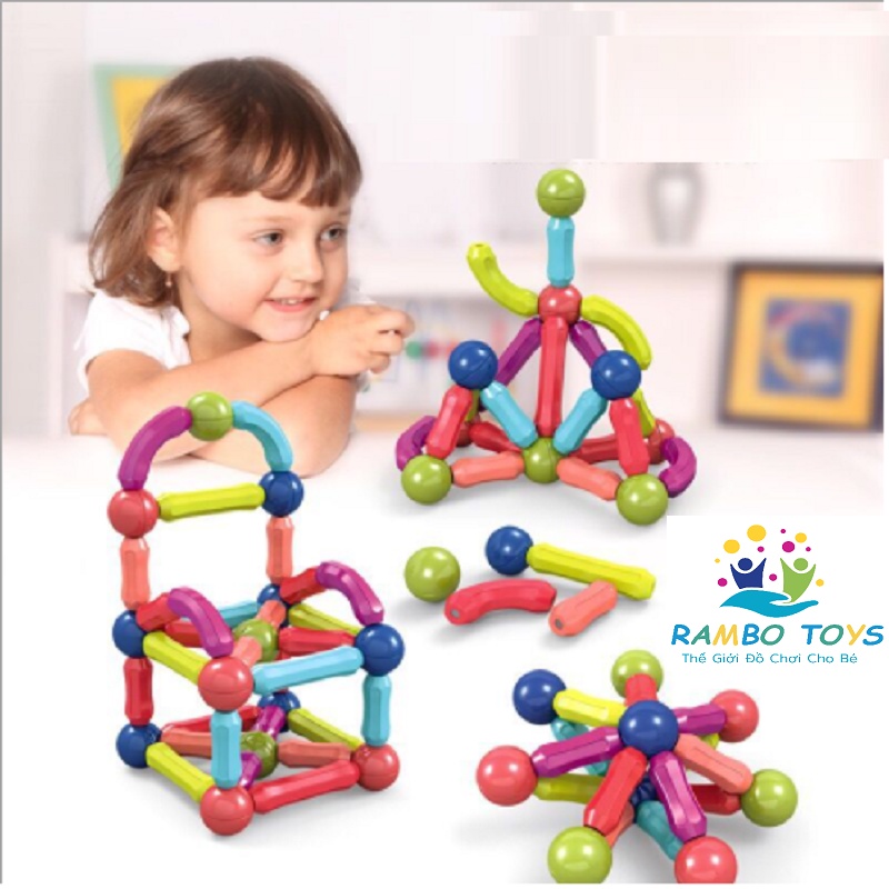 Bộ Xếp Hình Nam Châm Cho Bé (64 chi tiết) || Montessori cao cấp || Đồ chơi Gỗ - Giáo dục - An toàn - Thông minh