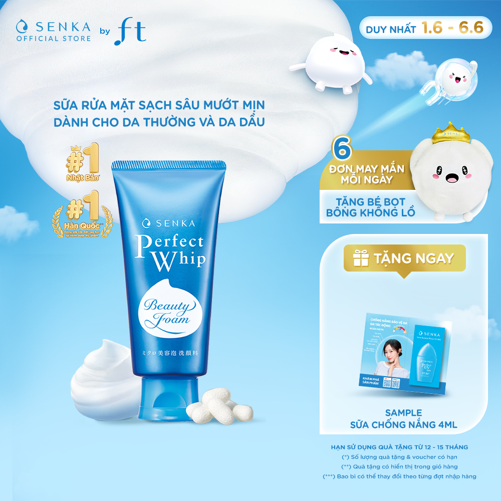 Sữa rửa mặt tạo bọt từ tơ tằm trắng sạch sâu cho da dầu SENKA PERFECT WHIP 120G