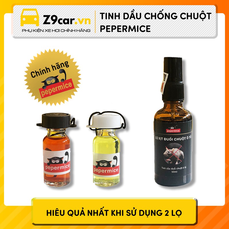 Tinh dầu chống chuột Pepermice, hiệu quả nhất khi sử dụng 2 lọ với 2 dải mùi khác nhau để chống nhiều loại chuột, cam kết hàng đúng mô tả, hàng chính hãng từ Pepermice