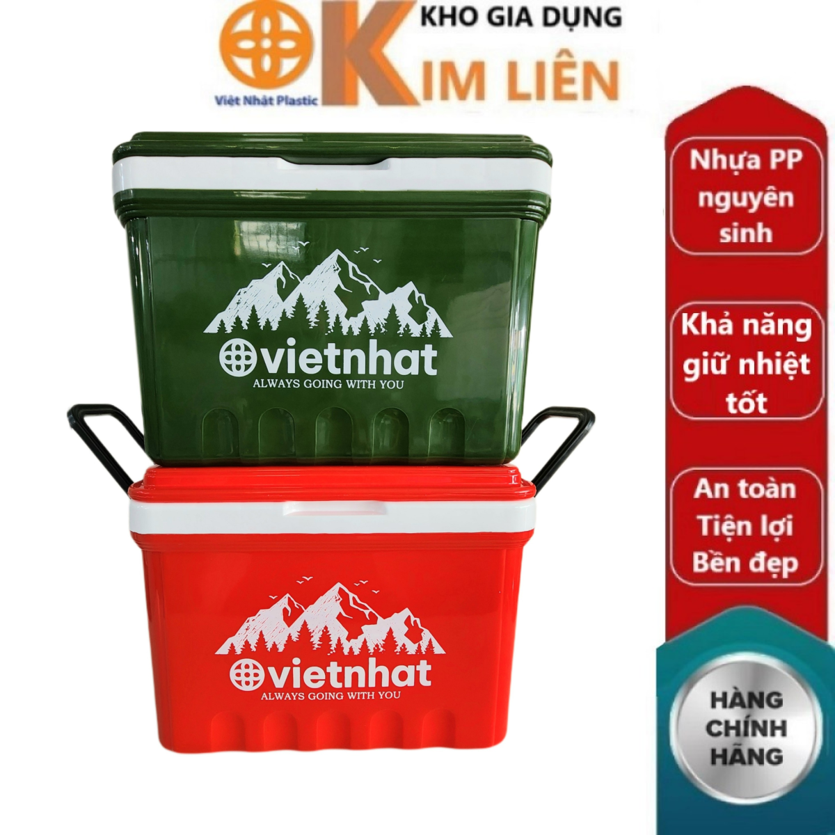Phích thùng đá vuông 38l nhựa việt nhật - giữ nhiệt tốt, quai xách, du lịch - chính hãng 3978