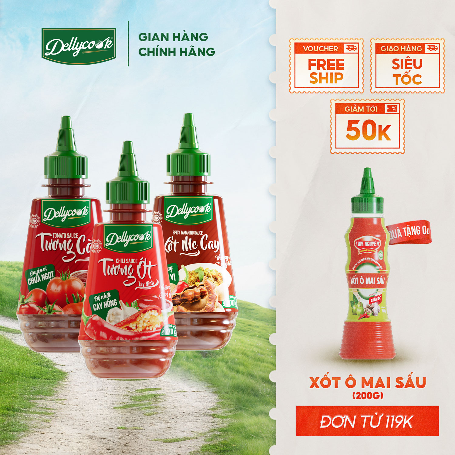 Combo: xốt me cay + tương ớt tây ninh + tương cà dellycook