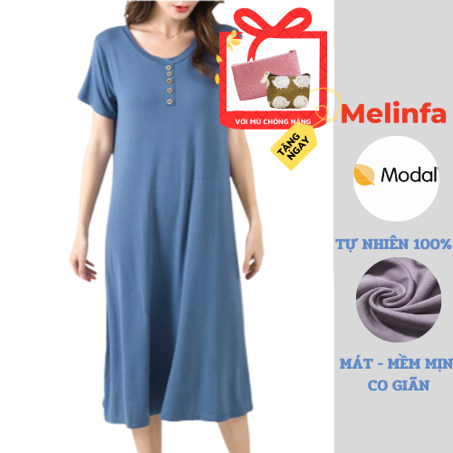 Váy nữ, đầm nữ ngắn tay chất vải Modal tự nhiên mát lạnh kiểu dáng basic freesize mã V0241