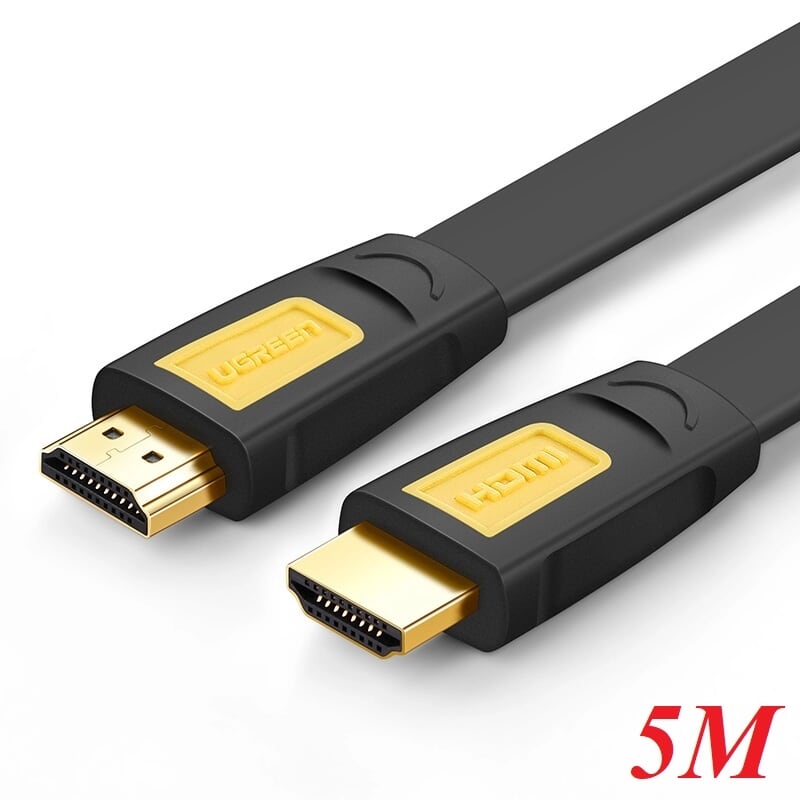 Ugreen 11187 5m màu vàng cáp tín hiệu hdmi chuẩn 1.4 hỗ trợ phân giải 4k * 2k cáp dẹt hd101