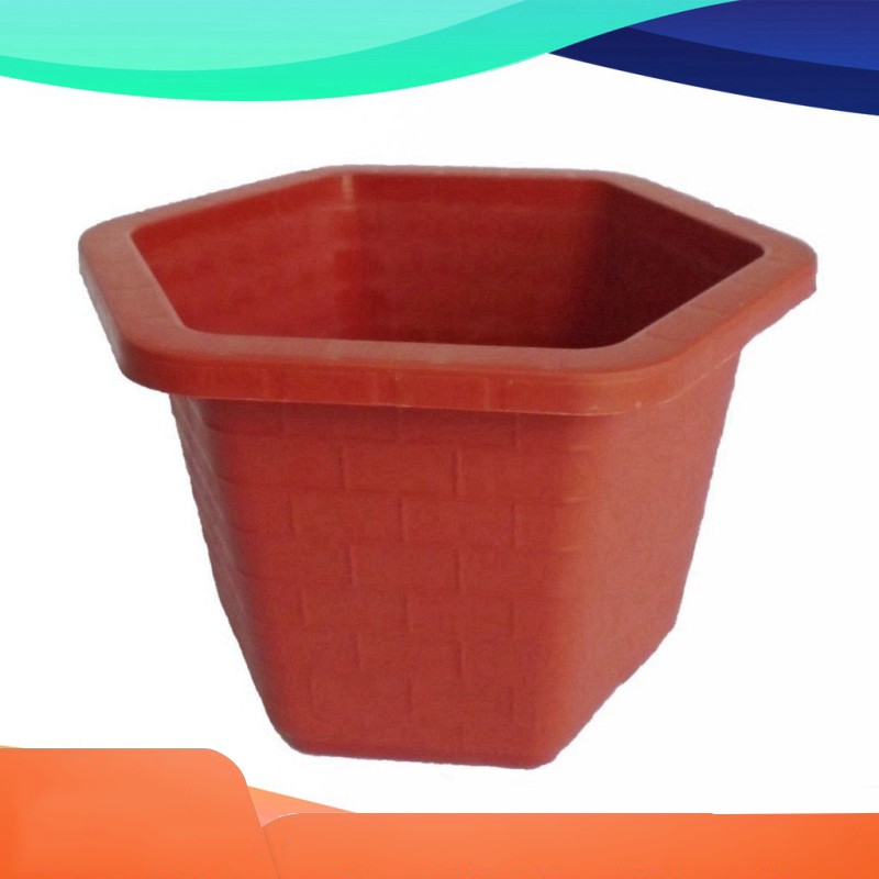 [HCM]5 Chậu nhựa lục giác FA480 (~40cm) đỏ vân gạch dày loại 1