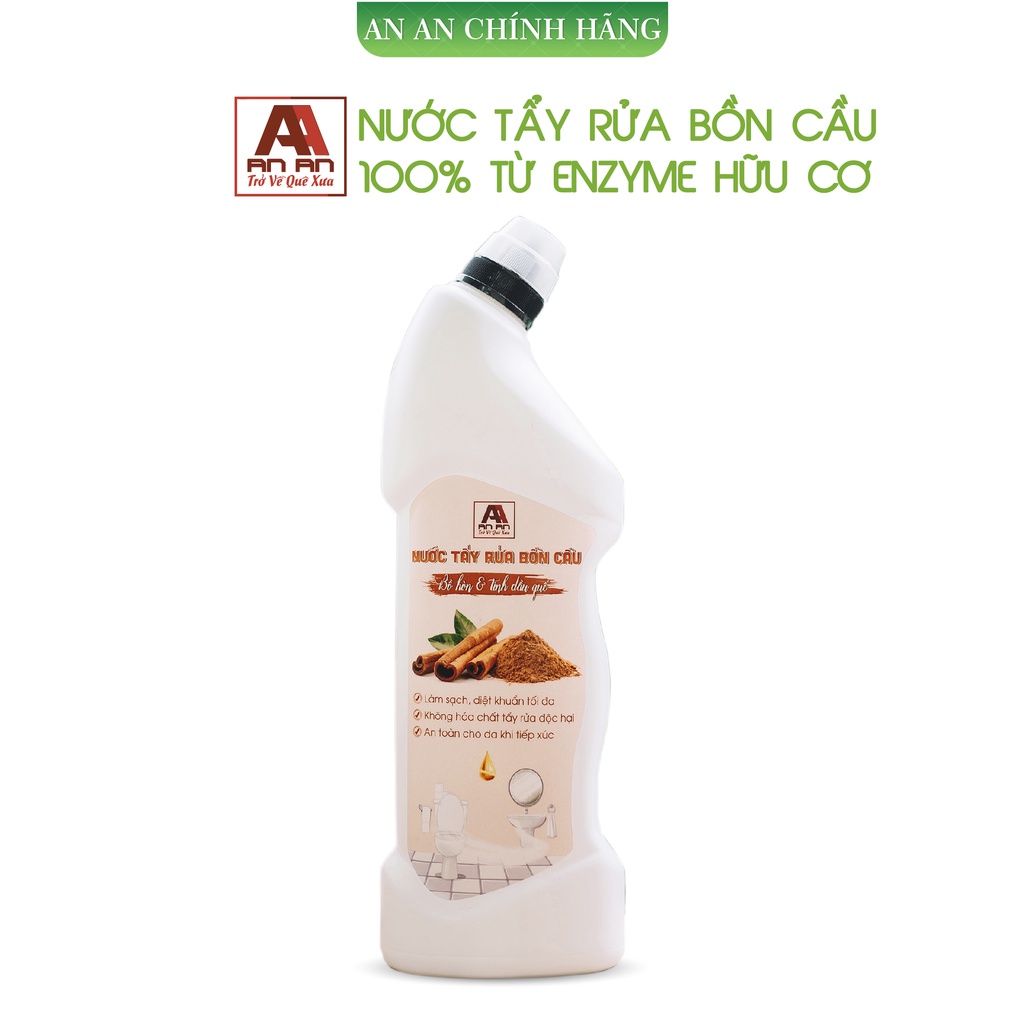 Nước Tẩy Bồn Cầu Bồ Hòn Và Tinh Dầu Quế Diệt Khuẩn Khử Mùi - Vệ Sinh Nhà Cửa AN AN 100% Thiên Nhiên 1 Lít