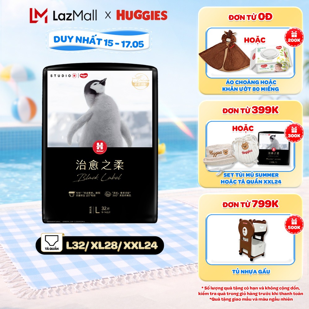 Tã dán/quần Huggies Black Label size M36/L32/XL28/XXL24 miếng