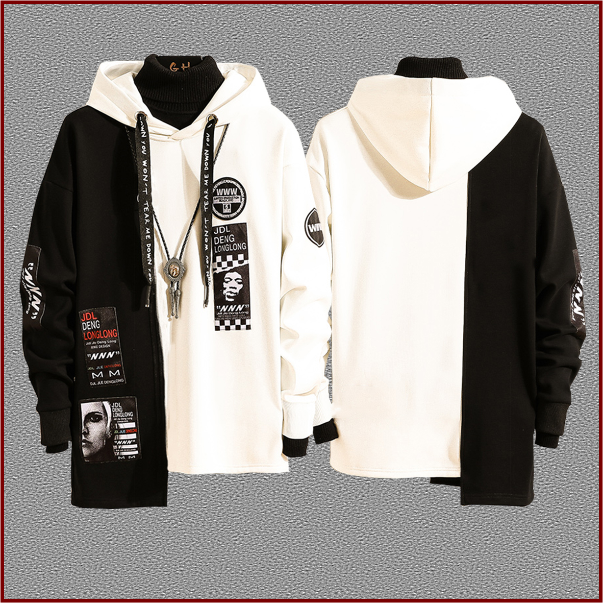 Áo Khoác Hoodies Nam Chất Nỉ Phối Hai Màu Cá Tính "NNN" Thời Trang Đường Phố Phong Cánh 4HER AO TOP NAM 90000134