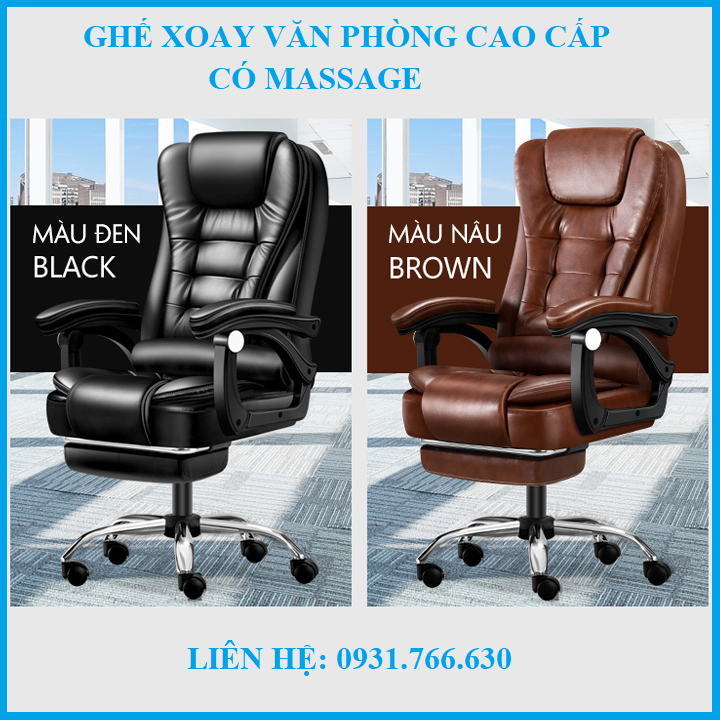 Ghế làm việc,Ghế văn phòng,Ghế xoay ngồi làm việc có gác chân kèm Massage lưng cao cấp