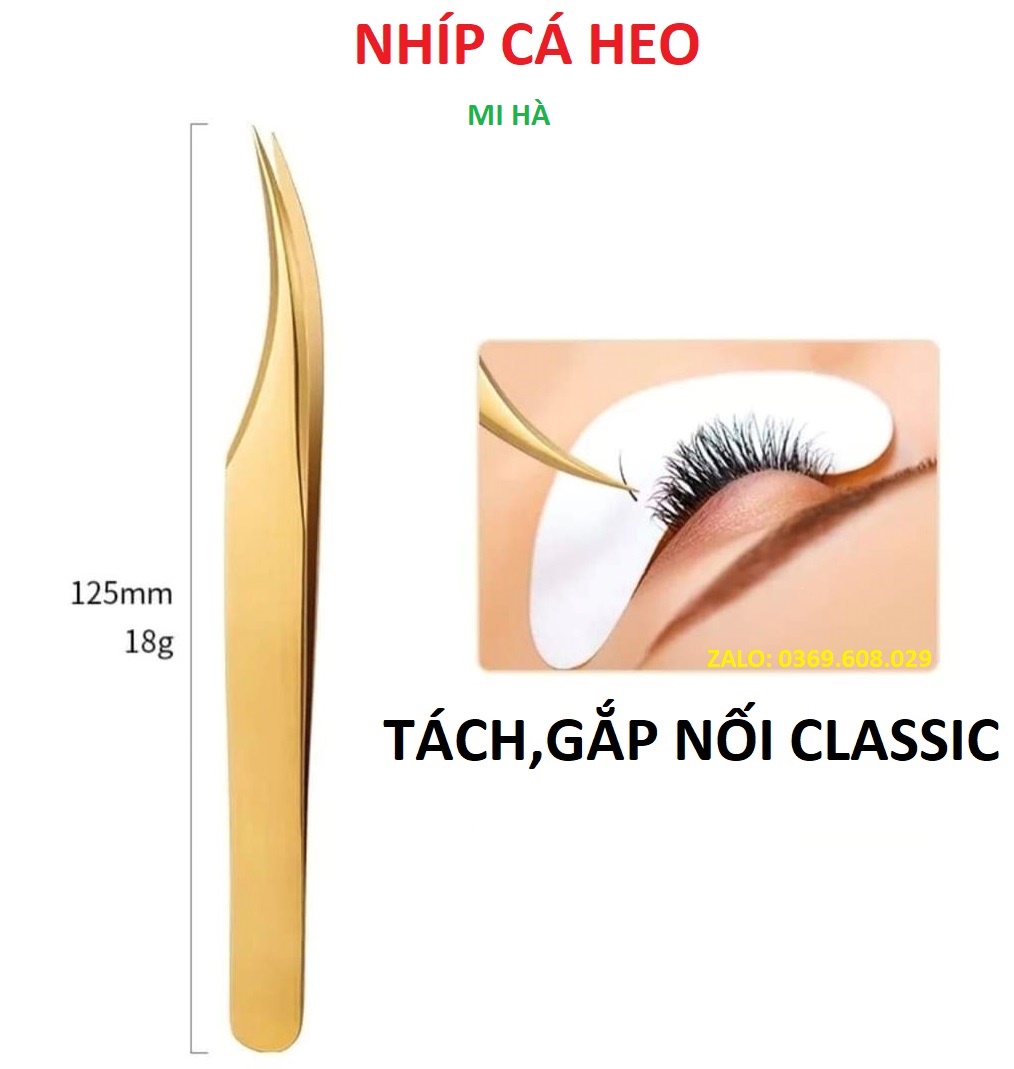 Nhíp tách mi cá heo vàng, nhíp gắp nối mi classic_cây gắp mi nối_dụng cụ nối mi