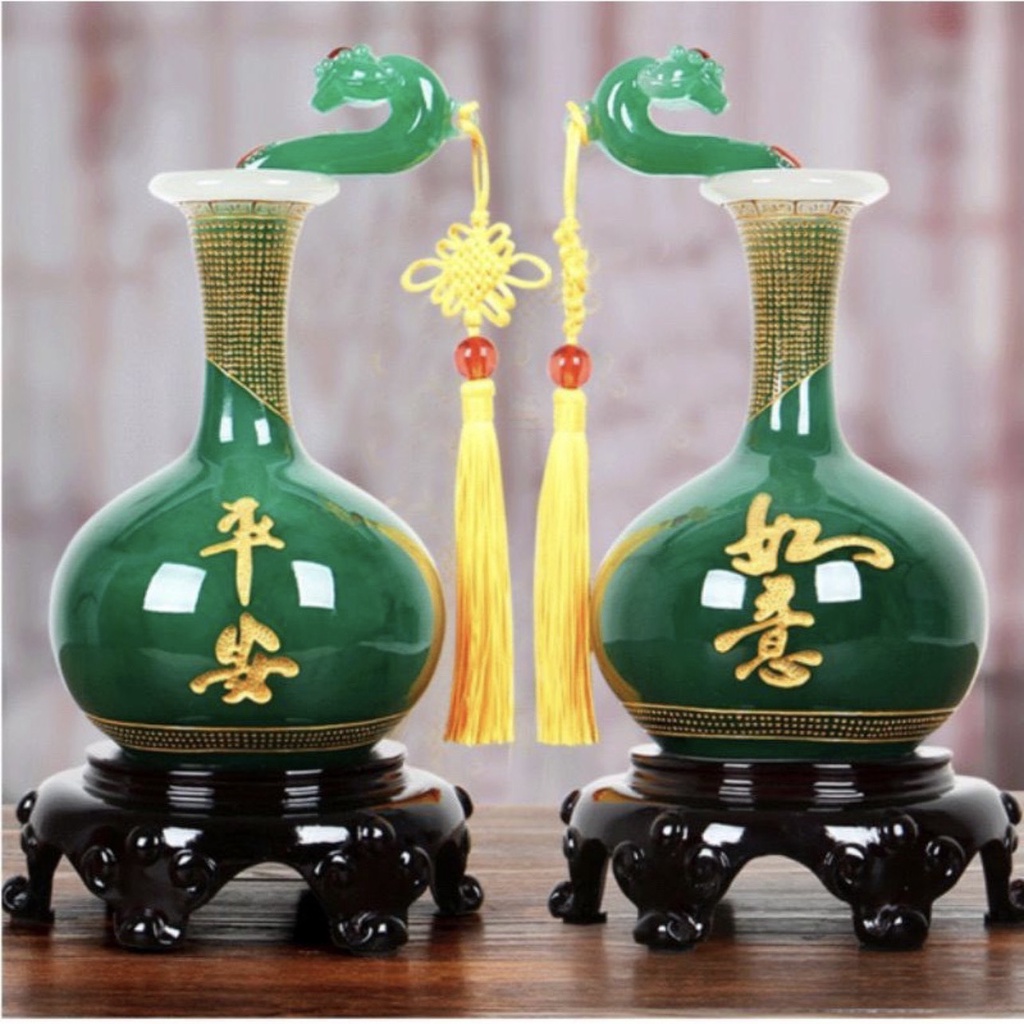 Cặp bình tài lộc như ý, bình hút lộc mang lại thịnh vượng cho người sử dụng được để ban thần tài, quà tân gia