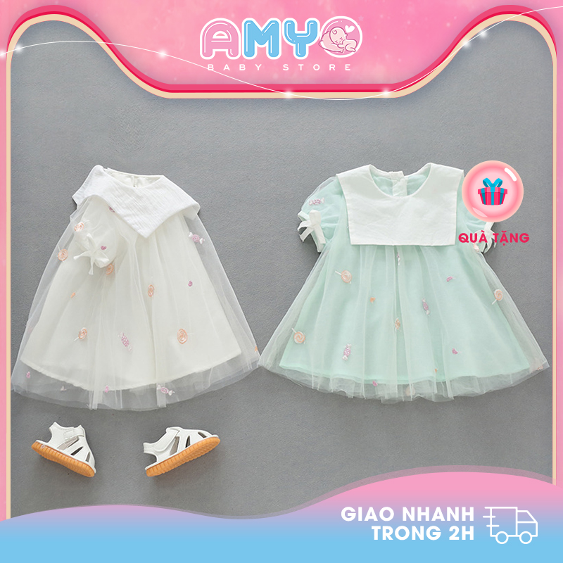 Váy bé gái sơ sinh 1 tuổi 2 tuổi váy công chúa đầm bé gái dạo phố xuân hè amyo 11.dr02.01-1