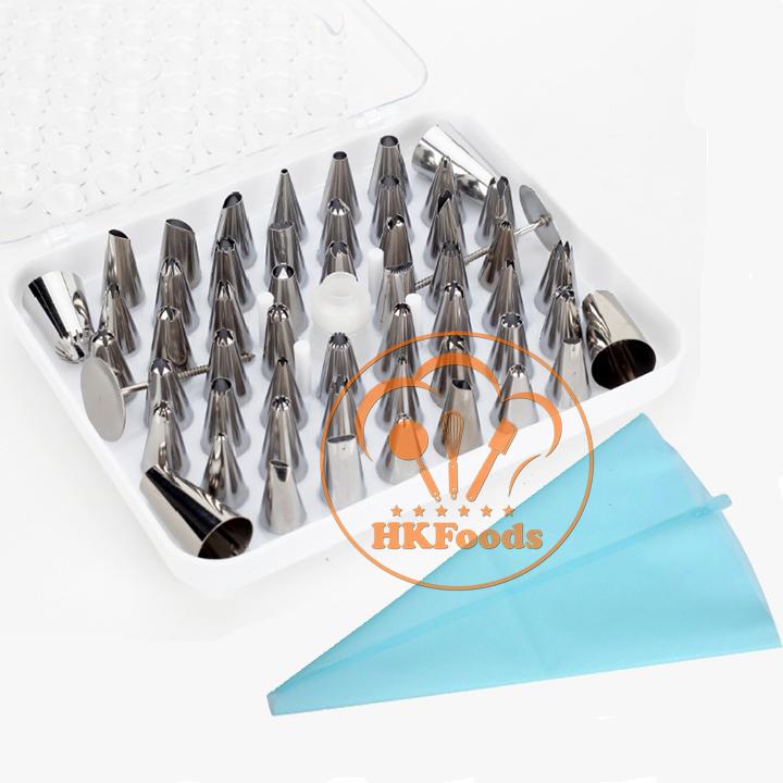 Bộ 52 đui bắt bông kem kèm túi bắt kem silicon