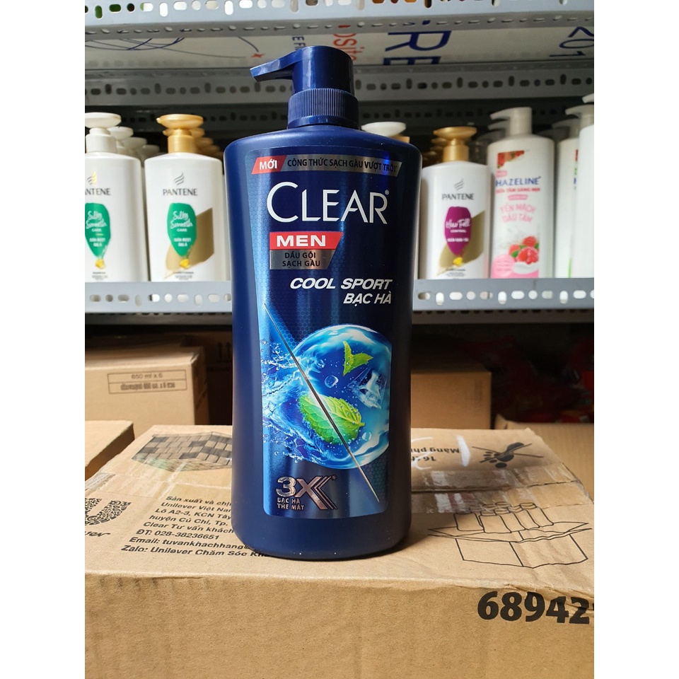 Dầu gội Clear Men Cool Sport Bạc hà 630g - 900g