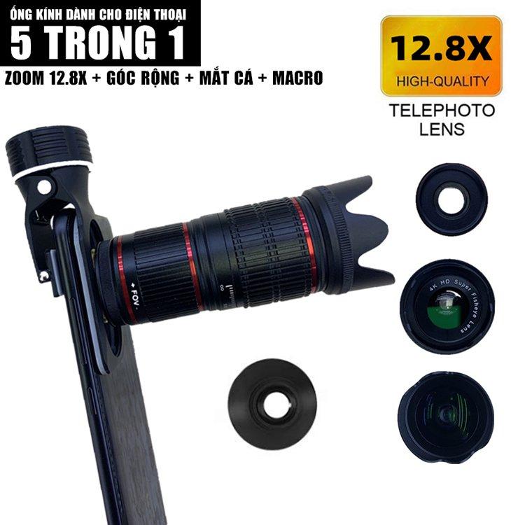 It smart ống kính phone camera lens, 5 in 1 telephoto lens full kit japan