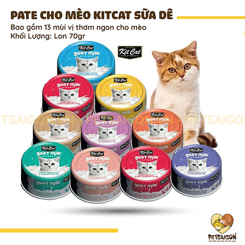 Pate kit cat bổ sung sữa dê cho mèo lon 70gr
