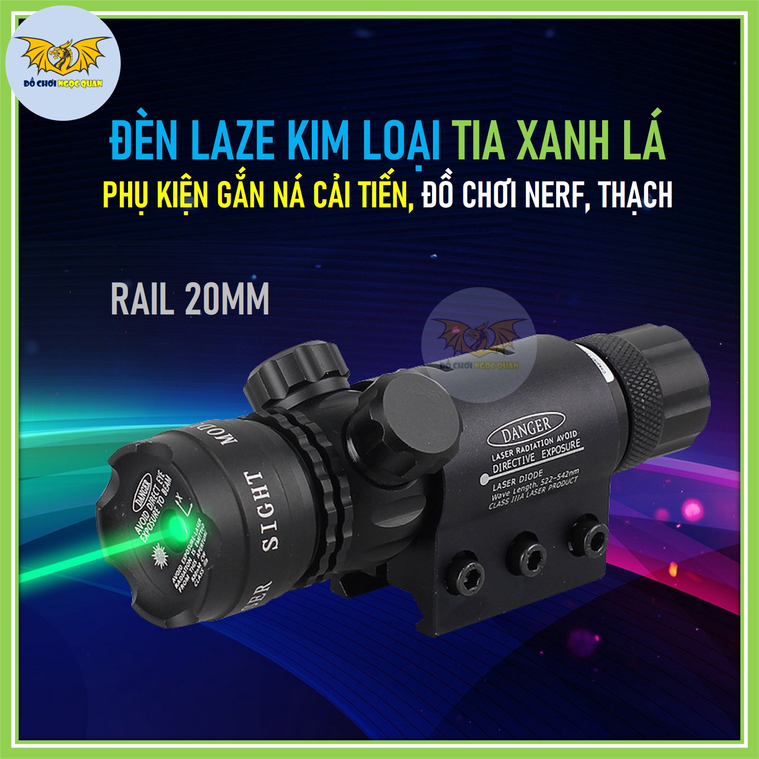 Đèn Laze Kim Loại Tia Xanh Lá D6 - Đồ Chơi Ngọc Quan