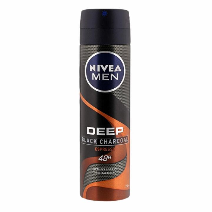 Xịt khử mùi Nam hương nước hoa Nivea Men Deep Black Charcoal Espresso 150ml