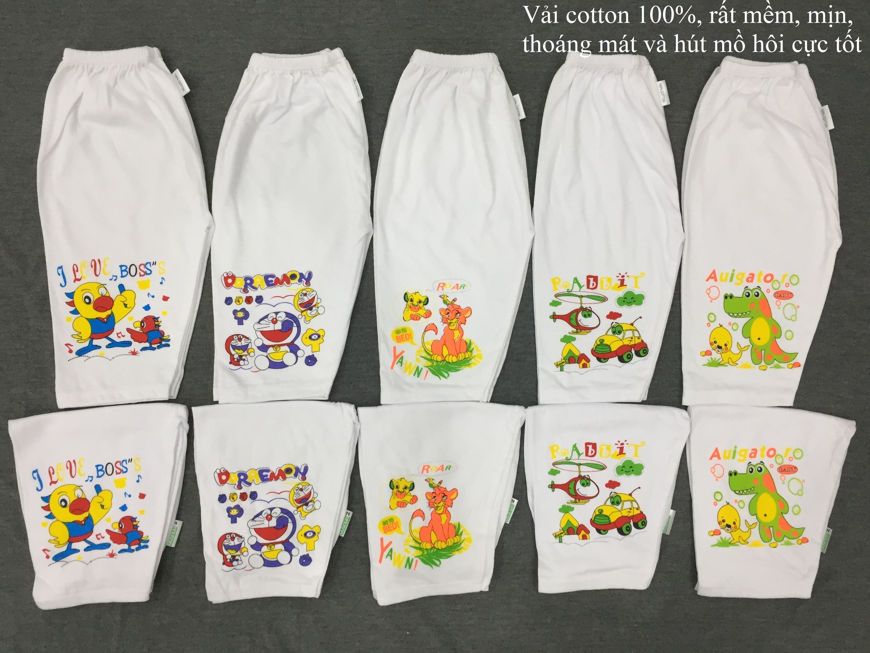 Combo 10 quần dài trắng cho bé